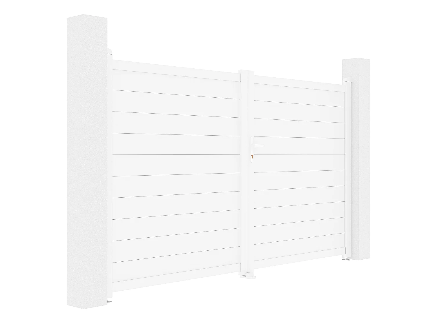 Gartentor Flügeltor Doppeltor mit Torantrieb - 305 x 181 cm - voll - Aluminium - Weiß - NAZARIO