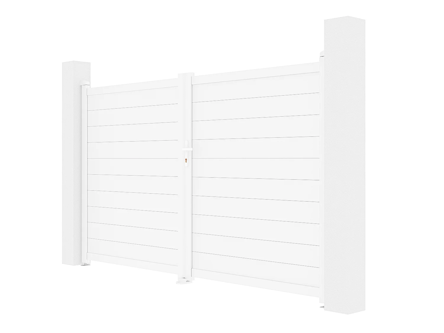 Gartentor Flügeltor Doppeltor mit Torantrieb - 305 x 181 cm - voll - Aluminium - Weiß - NAZARIO