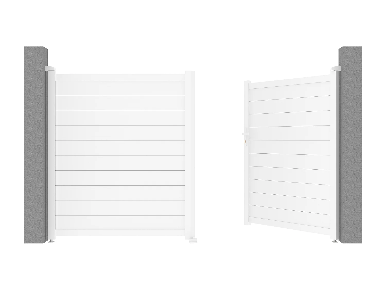 Elektrisk port i aluminium L305 x H181 cm hvit - NAZARIO