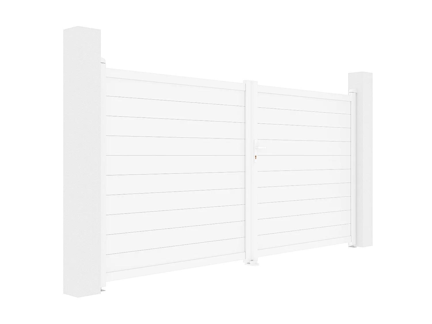 Portail électrique battant aluminium plein L355 x H181 cm blanc - NAZARIO