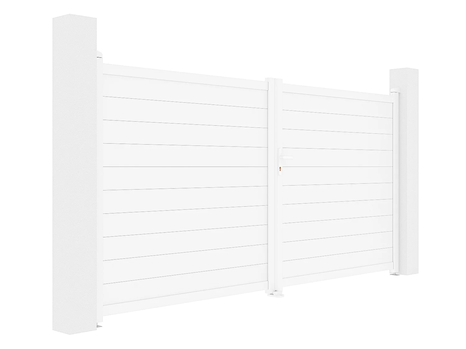 Skrzydłowa elektryczna brama aluminiowa pełna - dł.355 x wys.181 cm biała - NAZARIO