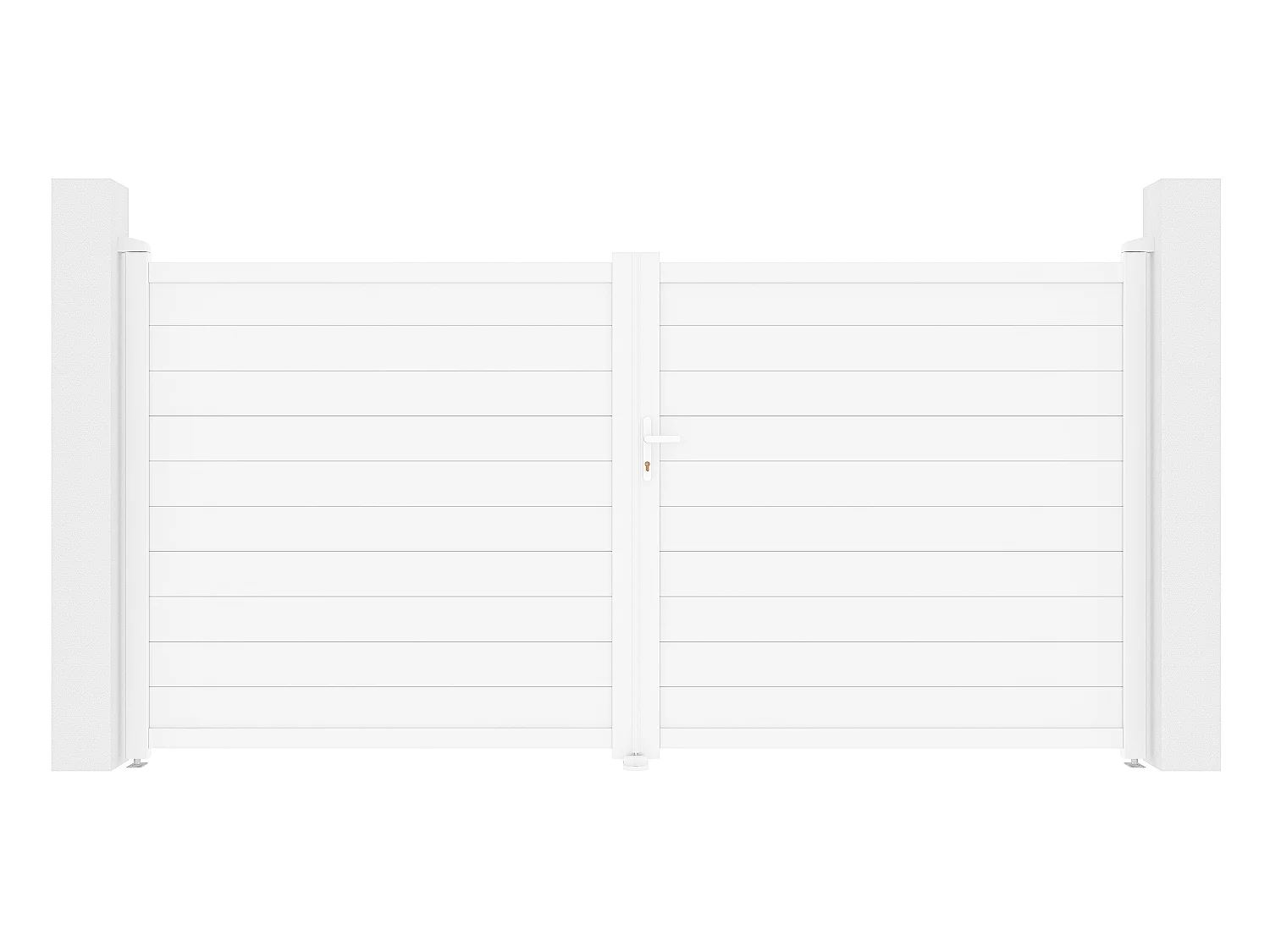Skrzydłowa elektryczna brama aluminiowa pełna - dł.355 x wys.181 cm biała - NAZARIO