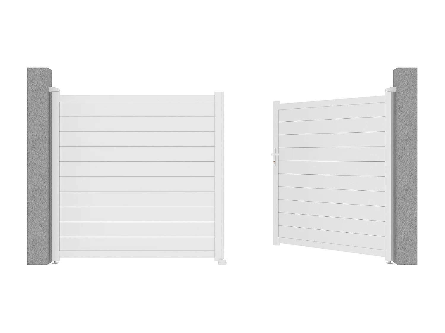 Portail électrique battant aluminium plein L355 x H181 cm blanc - NAZARIO