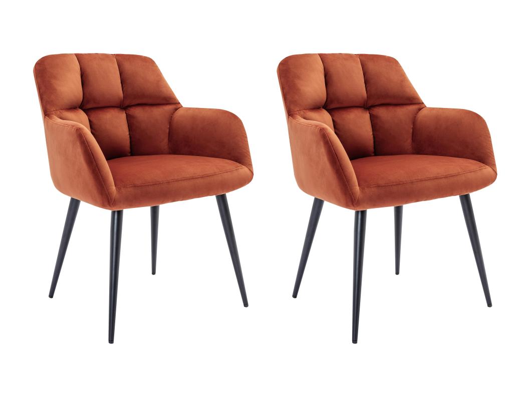 Set van 2 stoelen met armleuningen - Velours en metaal - Terracotta - PEGA - Van Pascal Morabito