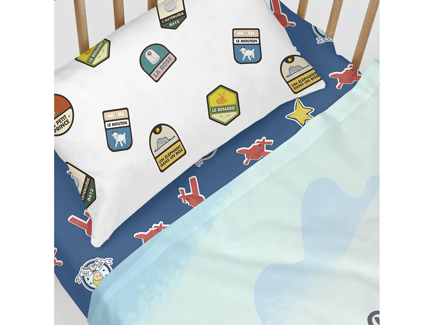 Parure drap Lit Bébé 120x180 cm Son avion