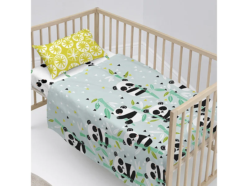 Juego de sabana Cuna (100x130 cm) Panda garden blue