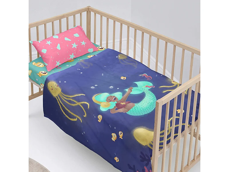Bettlaken-set Kinderbett 100x130 cm Happy mermaid