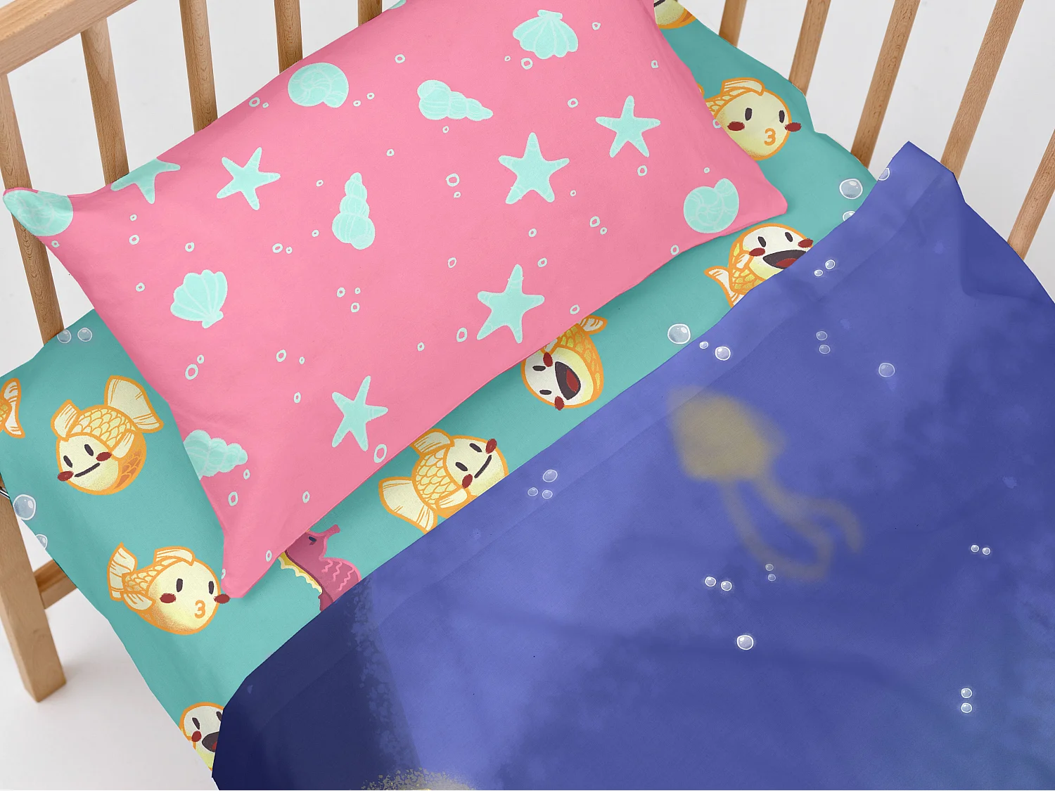 Bettlaken-set Kinderbett 100x130 cm Happy mermaid