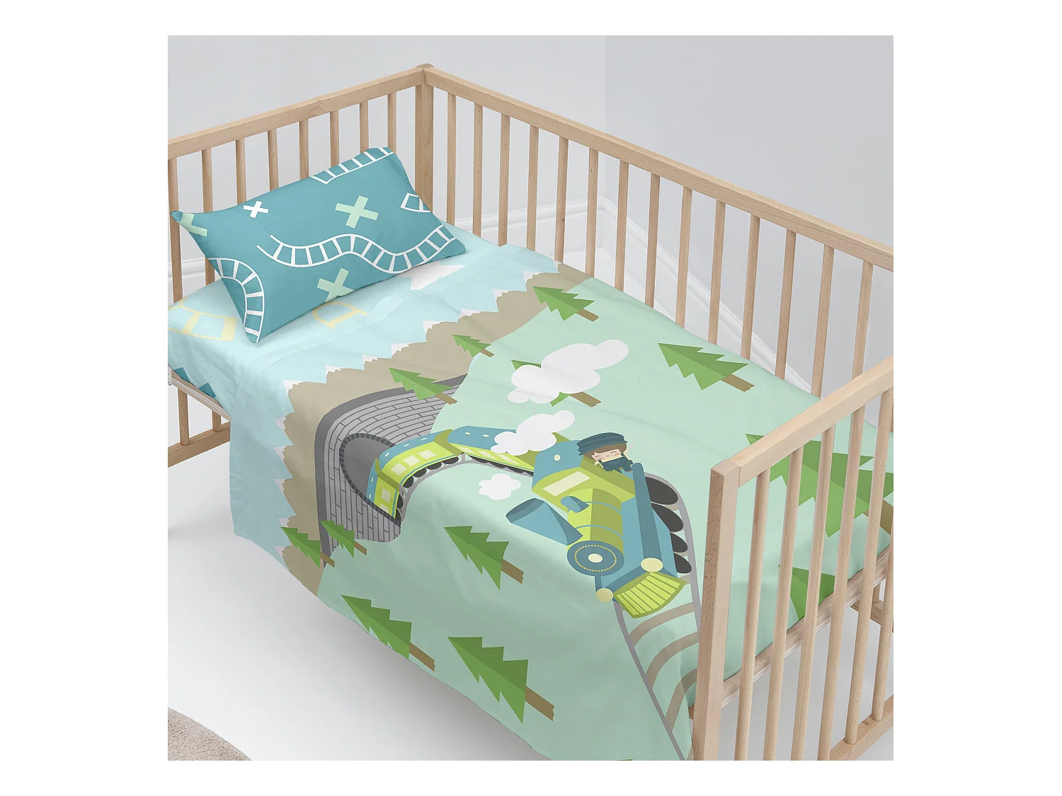 Bettlaken-set Kinderbett 120x180 cm Train