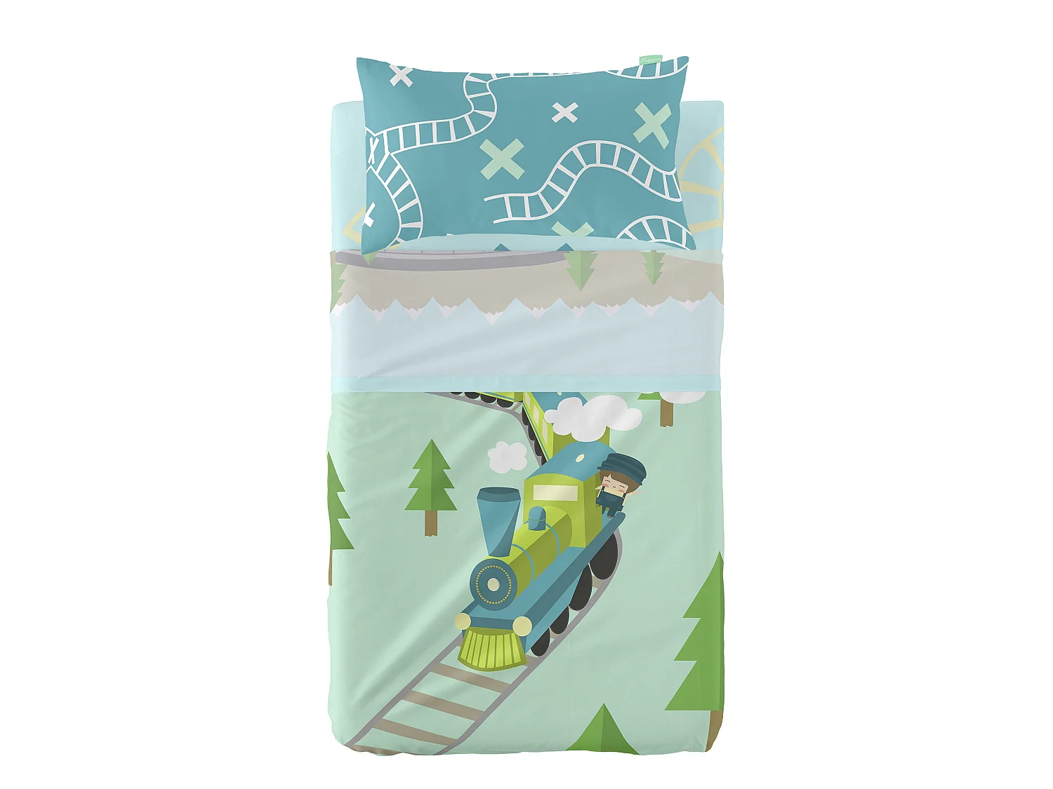 Bettlaken-set Kinderbett 120x180 cm Train