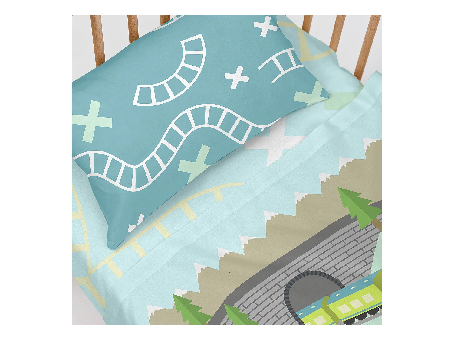 Bettlaken-set Kinderbett 120x180 cm Train