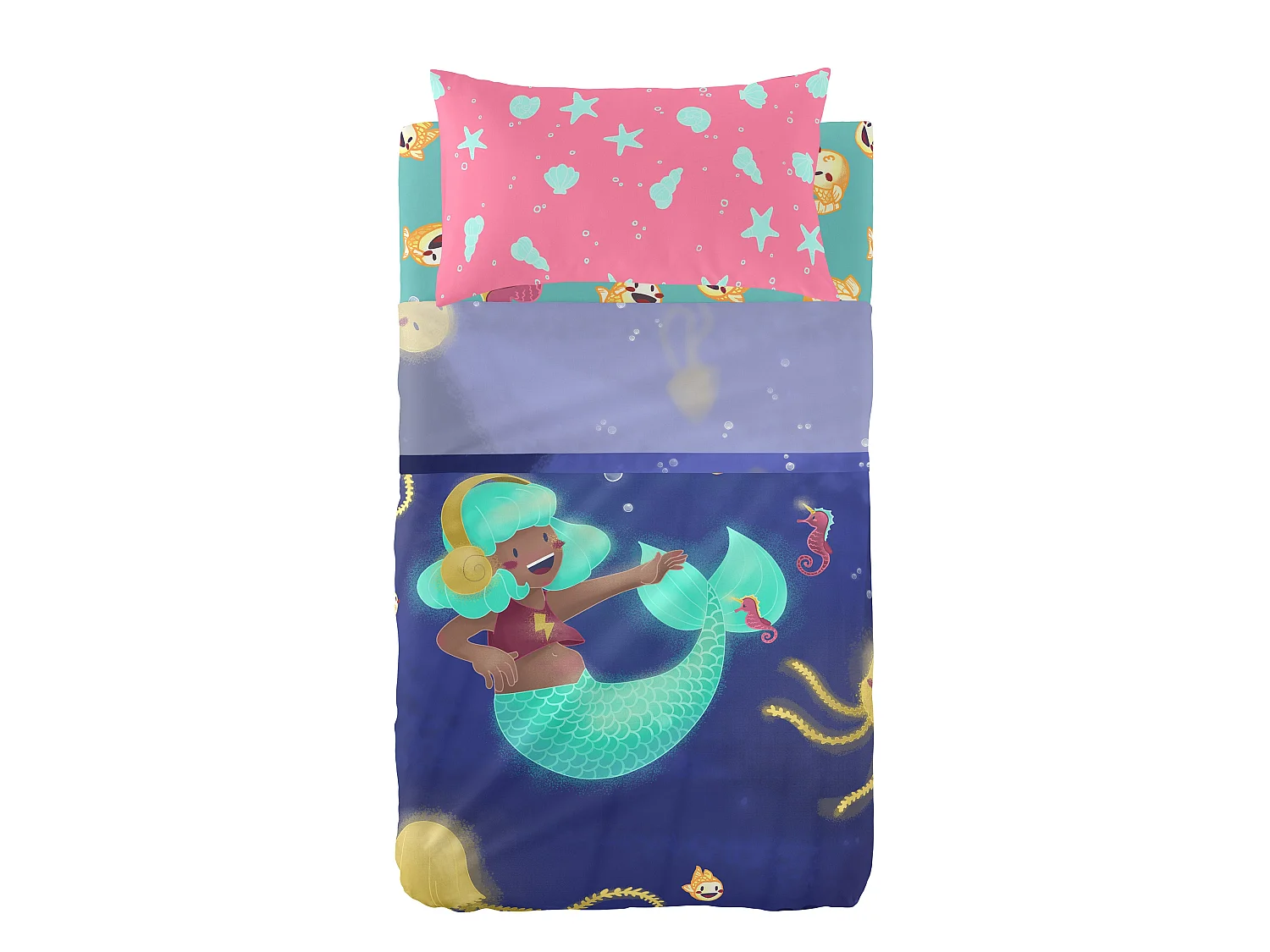 Bettlaken-set Kinderbett 120x180 cm Happy mermaid