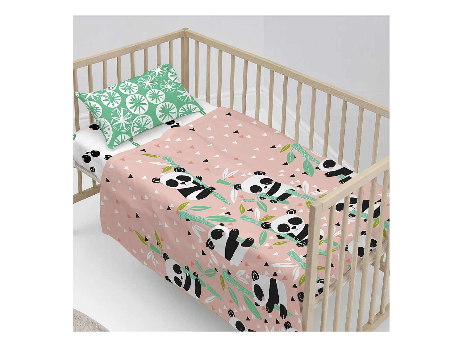 Parure drap Lit Bébé 120x180 cm Panda garden