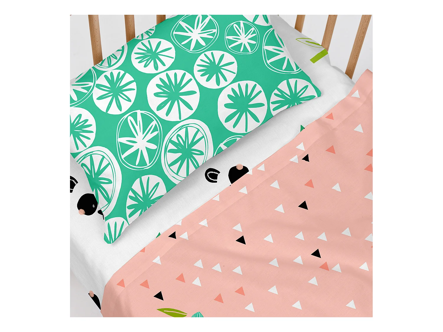 Parure drap Lit Bébé 120x180 cm Panda garden