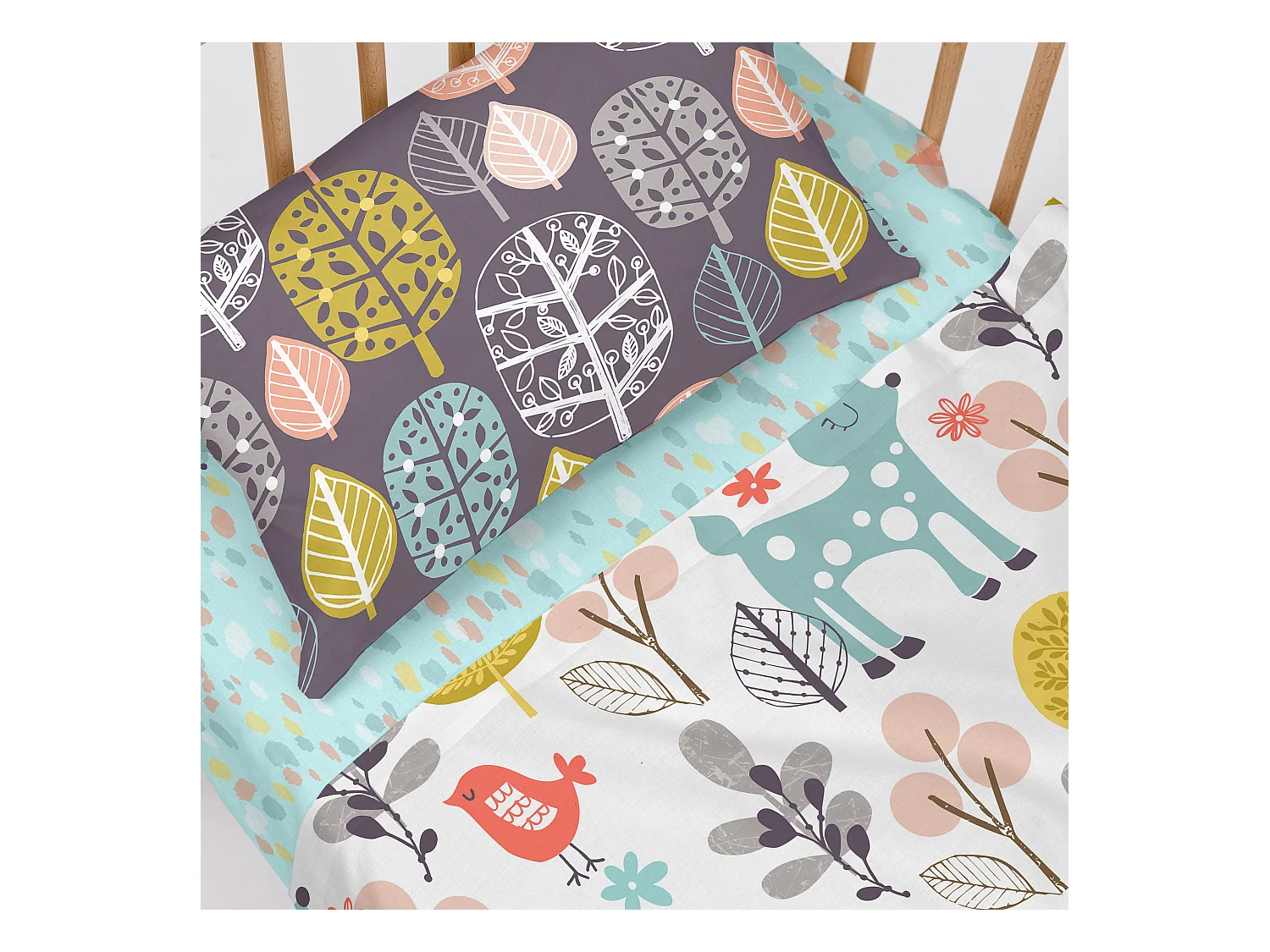 Bettlaken-set Kinderbett 120x180 cm Woodland