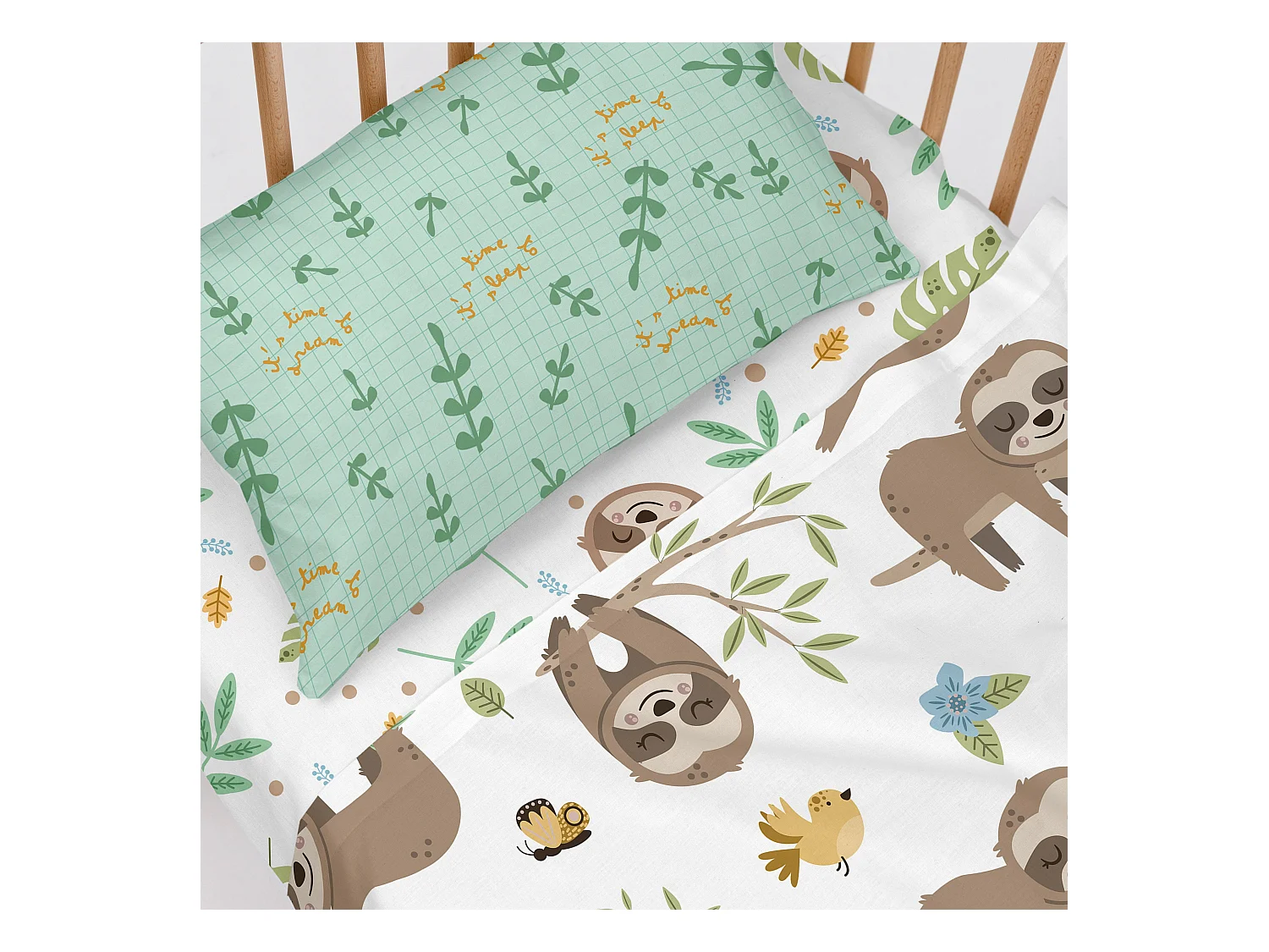 Parure lenzuola Lettino 120x180 cm Happy sloth