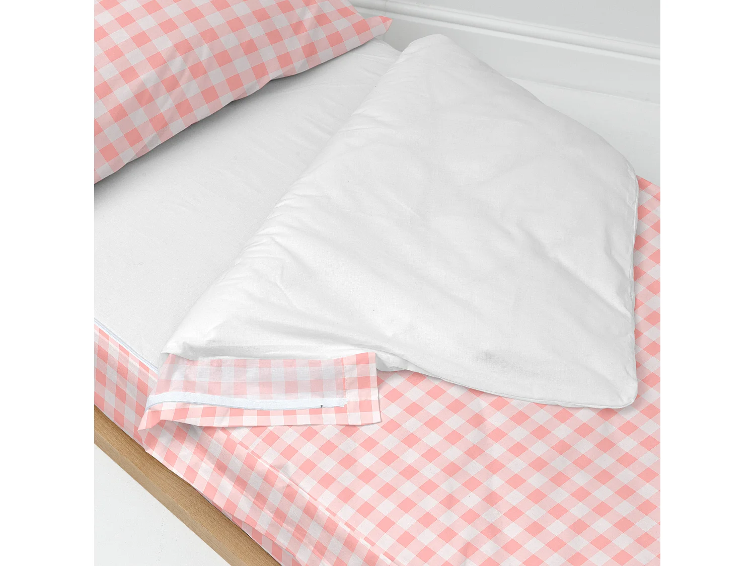 Vichy Couchage prêt à dormir 90x200 cm (Lit 90) Sans couette Rose