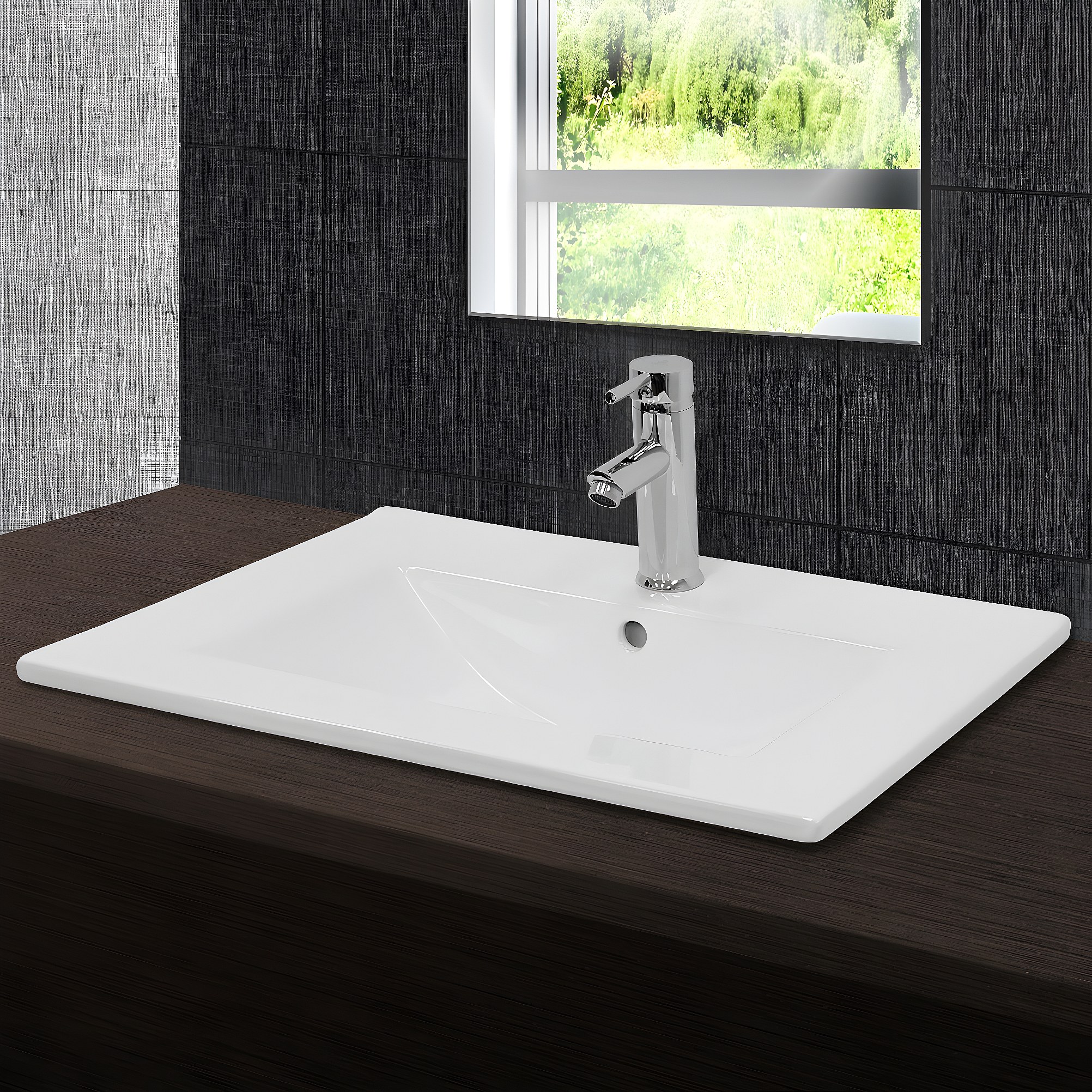 Lavabo En Céramique Blanc Avec Garniture De Vidage Vasque à Poser 415 X 360 Mm