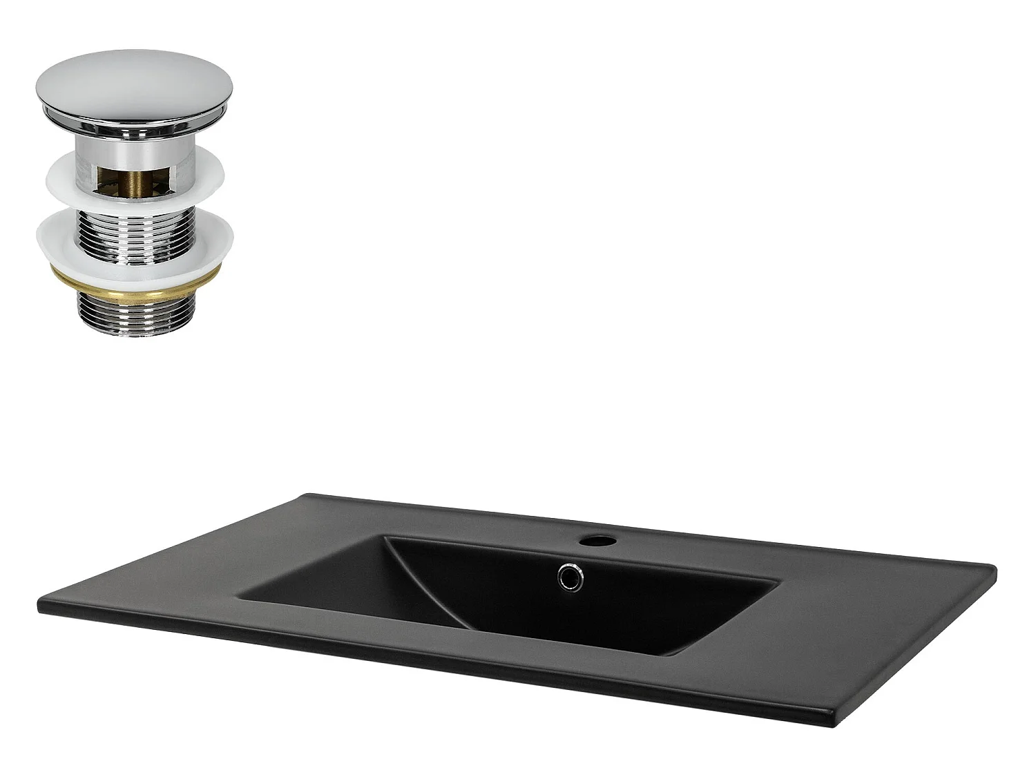 Lavabo à encastrer noir mat céramique 810x470x175mm ML-DESIGN