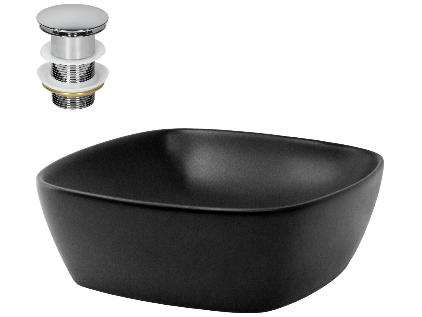 Lavabo Cuadrado De Cer Mica Negro Mate Con Tap N De Desag E Ml Design