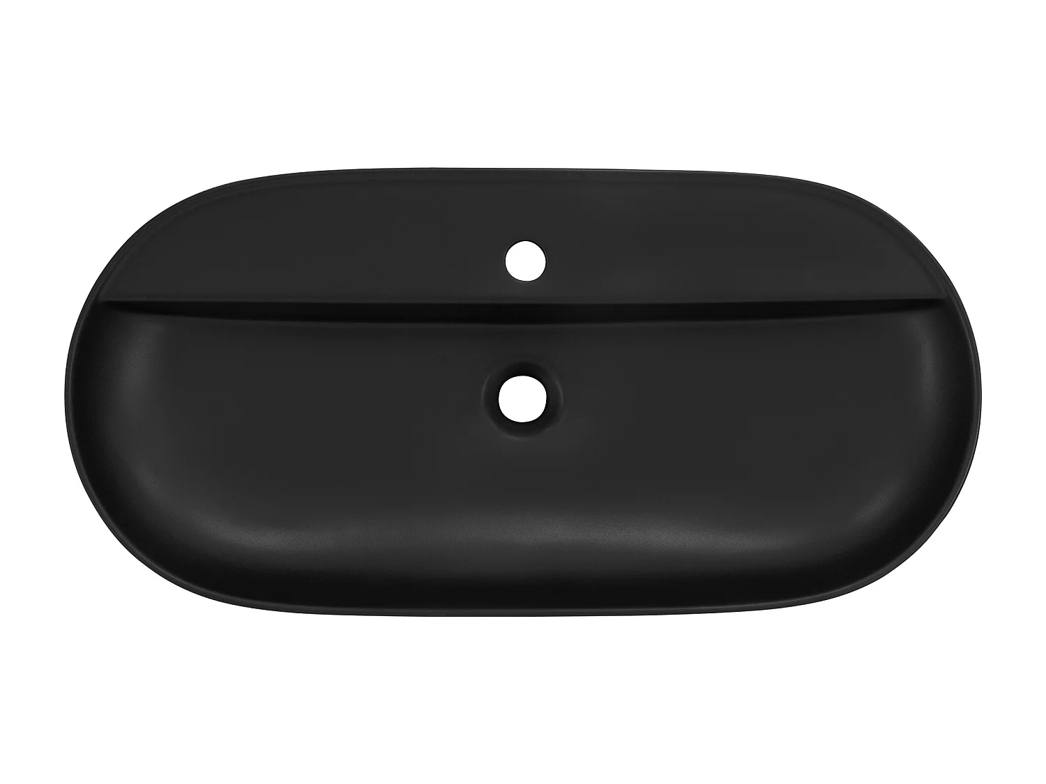 Lavabo ovalado negro cerámico con desagüe cromado 800 x 400 x 120 mm para baño