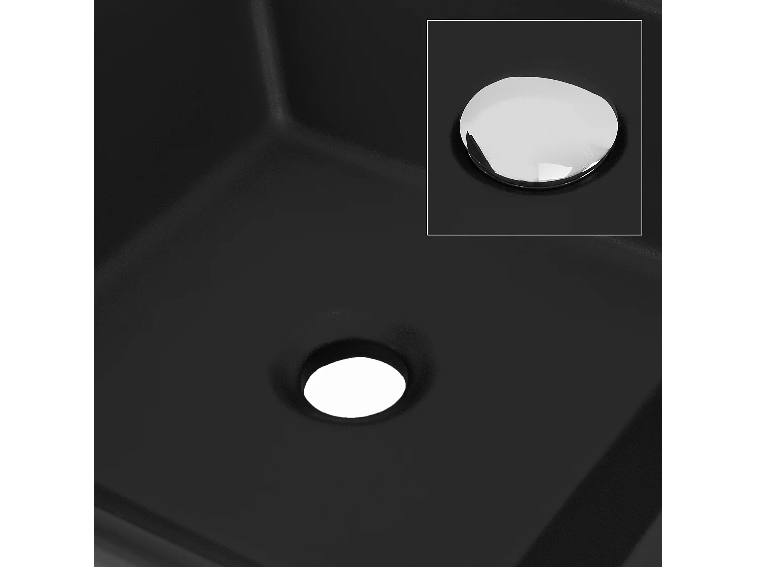 Vasque à poser en céramique noir lavabo avec garniture de vidage ML-DESIGN