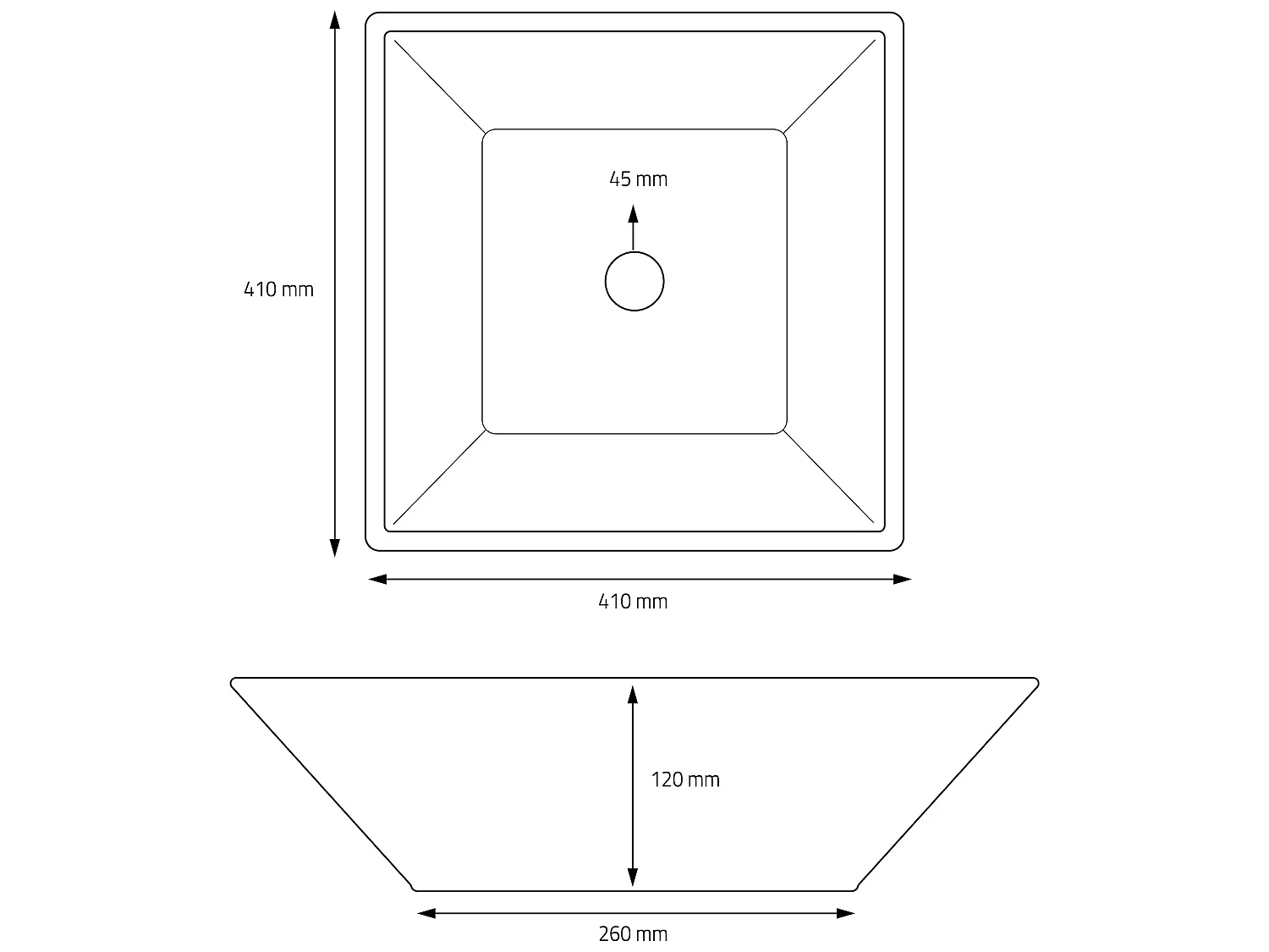 Vasque à poser en céramique noir lavabo avec garniture de vidage ML-DESIGN