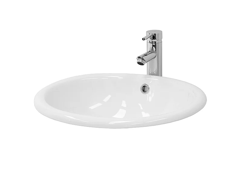 Lavabo in ceramica bianca con scarico a scomparsa e troppopieno ML-DESIGN
