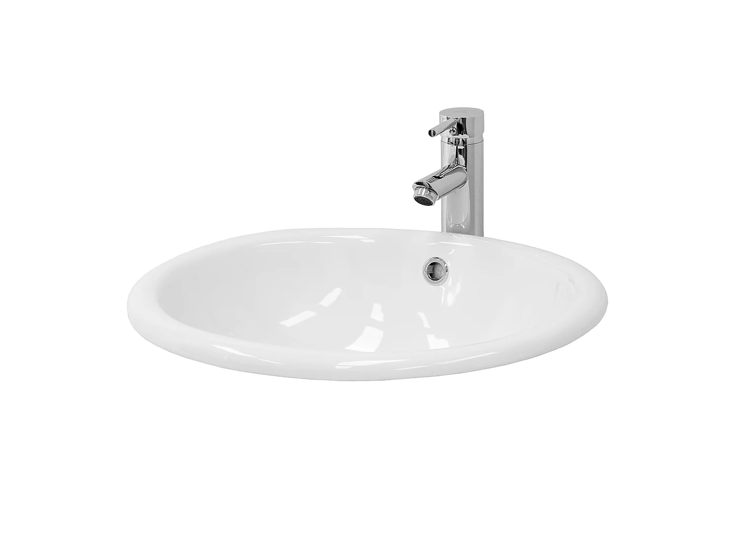 Lavabo en céramique blanc avec garniture de vidage et trop-plein ML-DESIGN