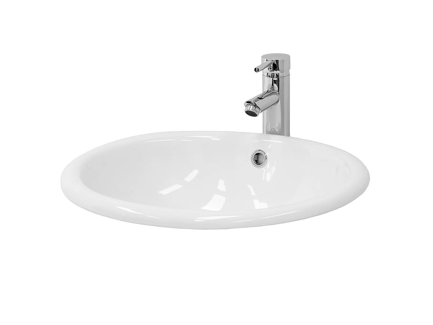 Lavabo de cerámica blanco con desagüe automático y rebosadero ML-DESIGN