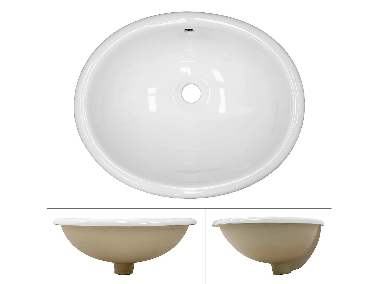 Lavabo de cerámica blanco con desagüe automático y rebosadero ML-DESIGN