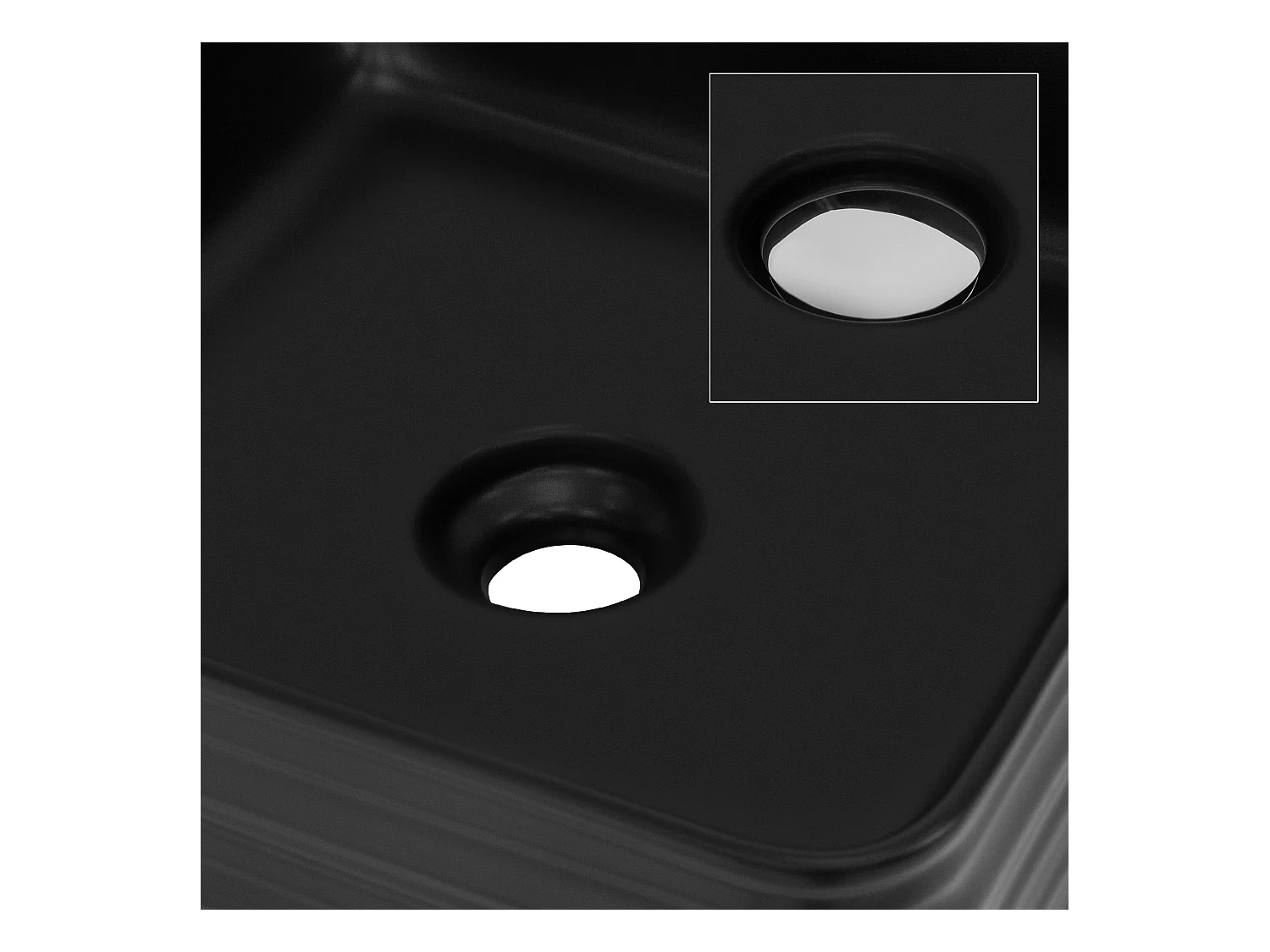 Lavabo da appoggio in ceramica lavandino nero set di scarico cromato 39 x 15 cm