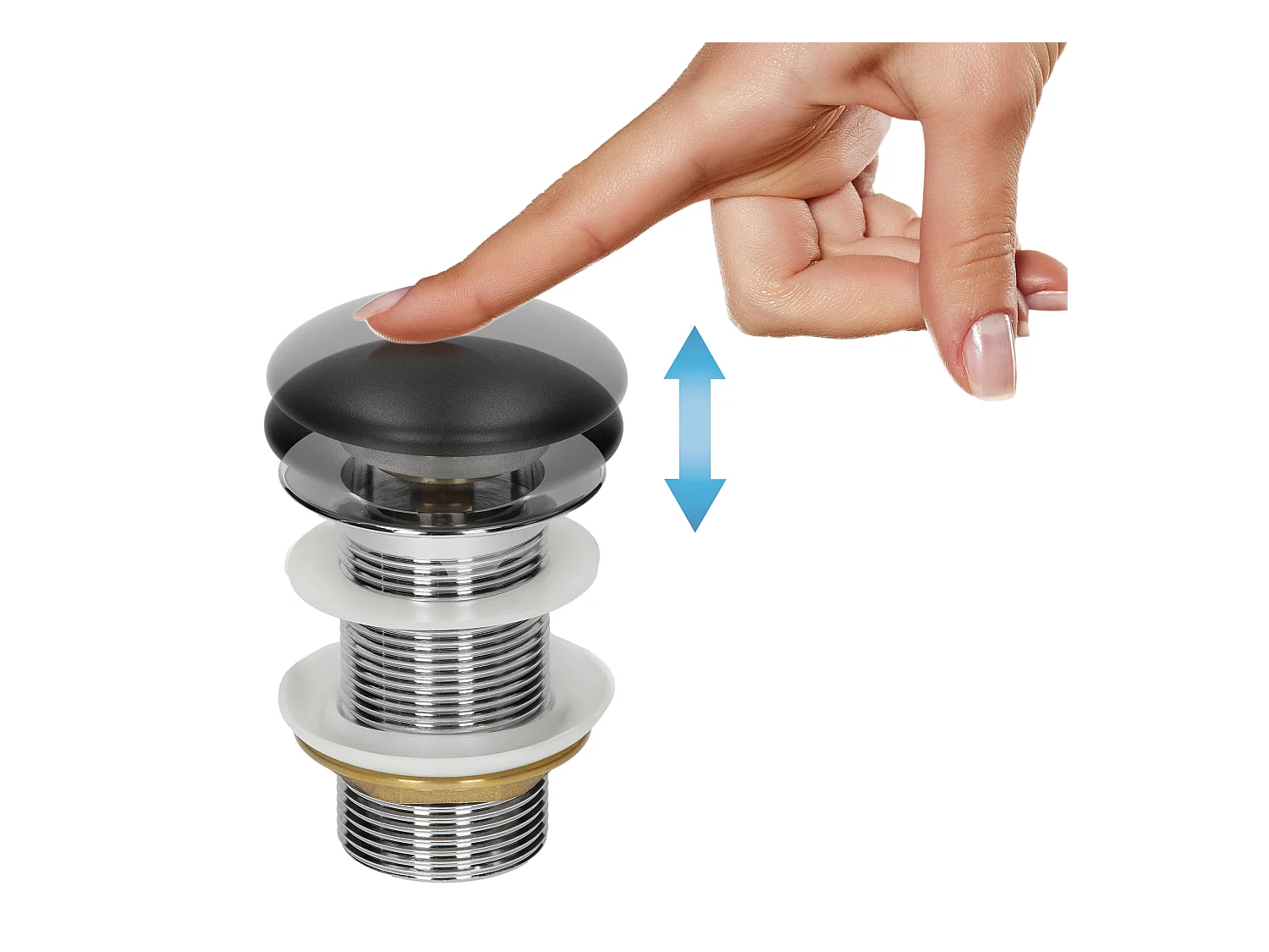 Lavabo de cerámica cuadrado lavamanos y desagüe negro sobre encimera 39x39x15cm