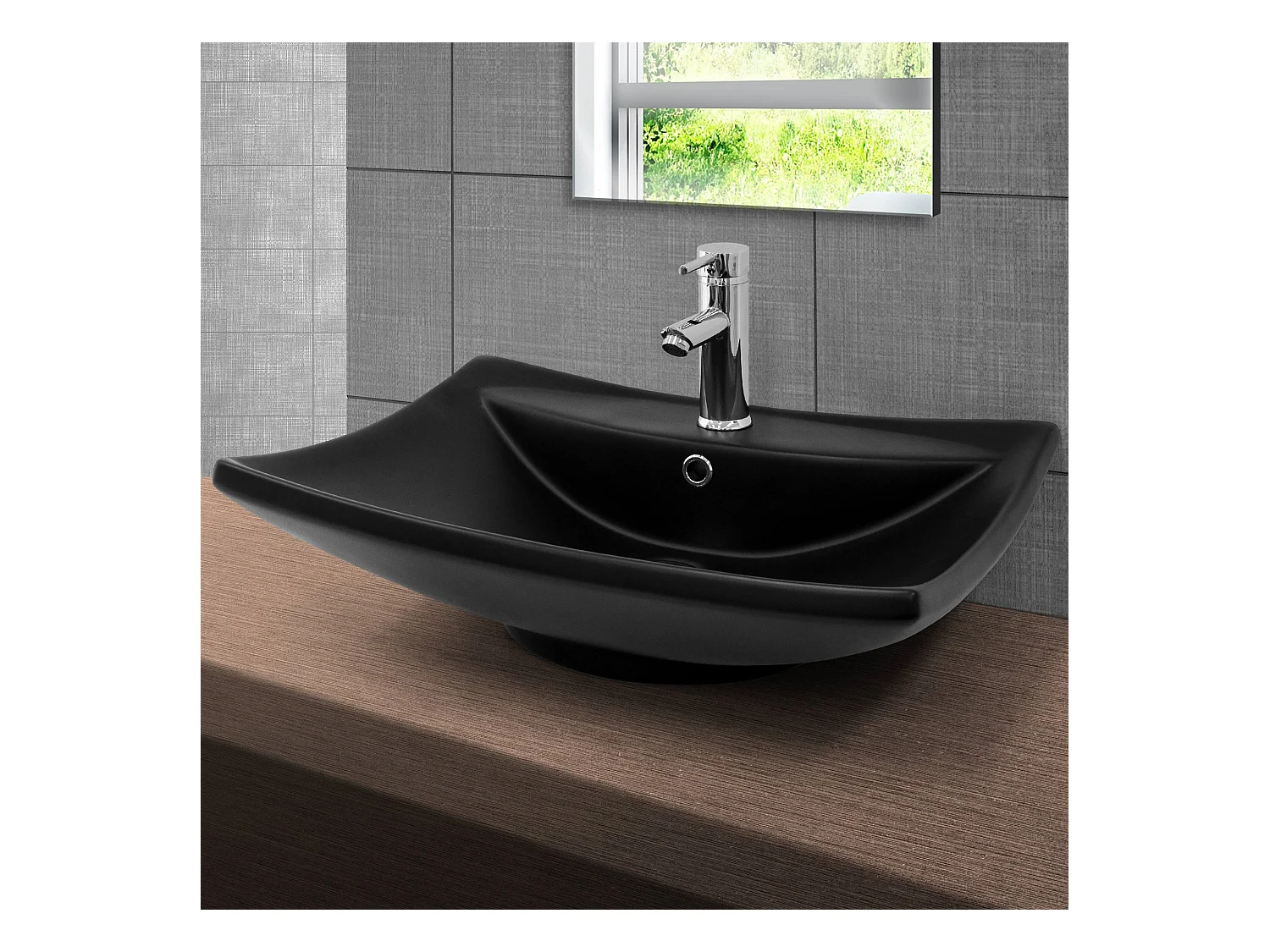Lavabo in ceramica nera con scarico a scomparsa lavabo moderno ML-DESIGN