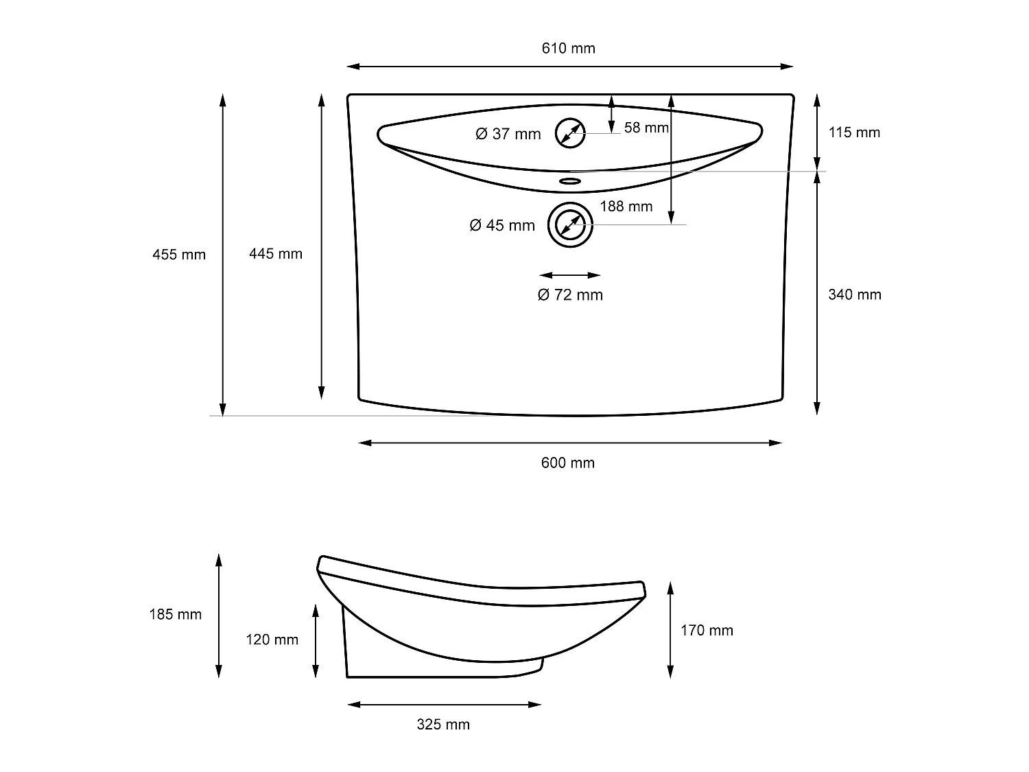 Lavabo in ceramica nera con scarico a scomparsa lavabo moderno ML-DESIGN