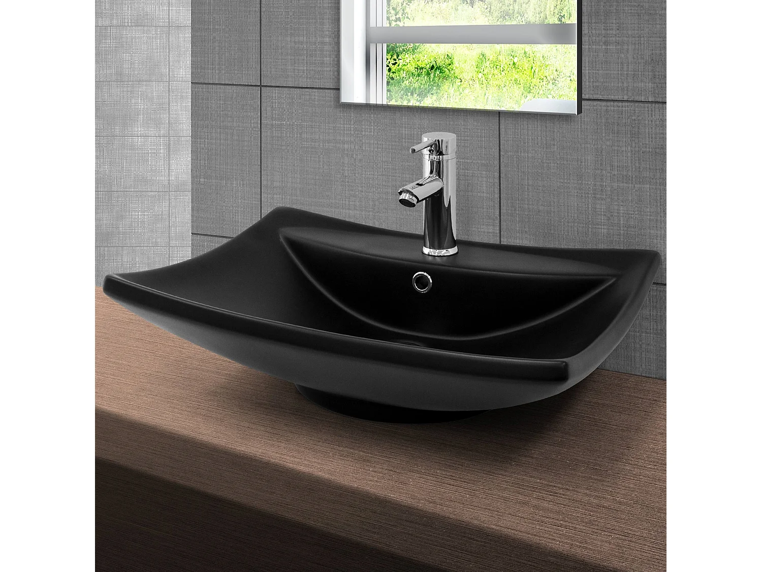Lavabo in ceramica nera con scarico a scomparsa lavabo moderno ML-DESIGN