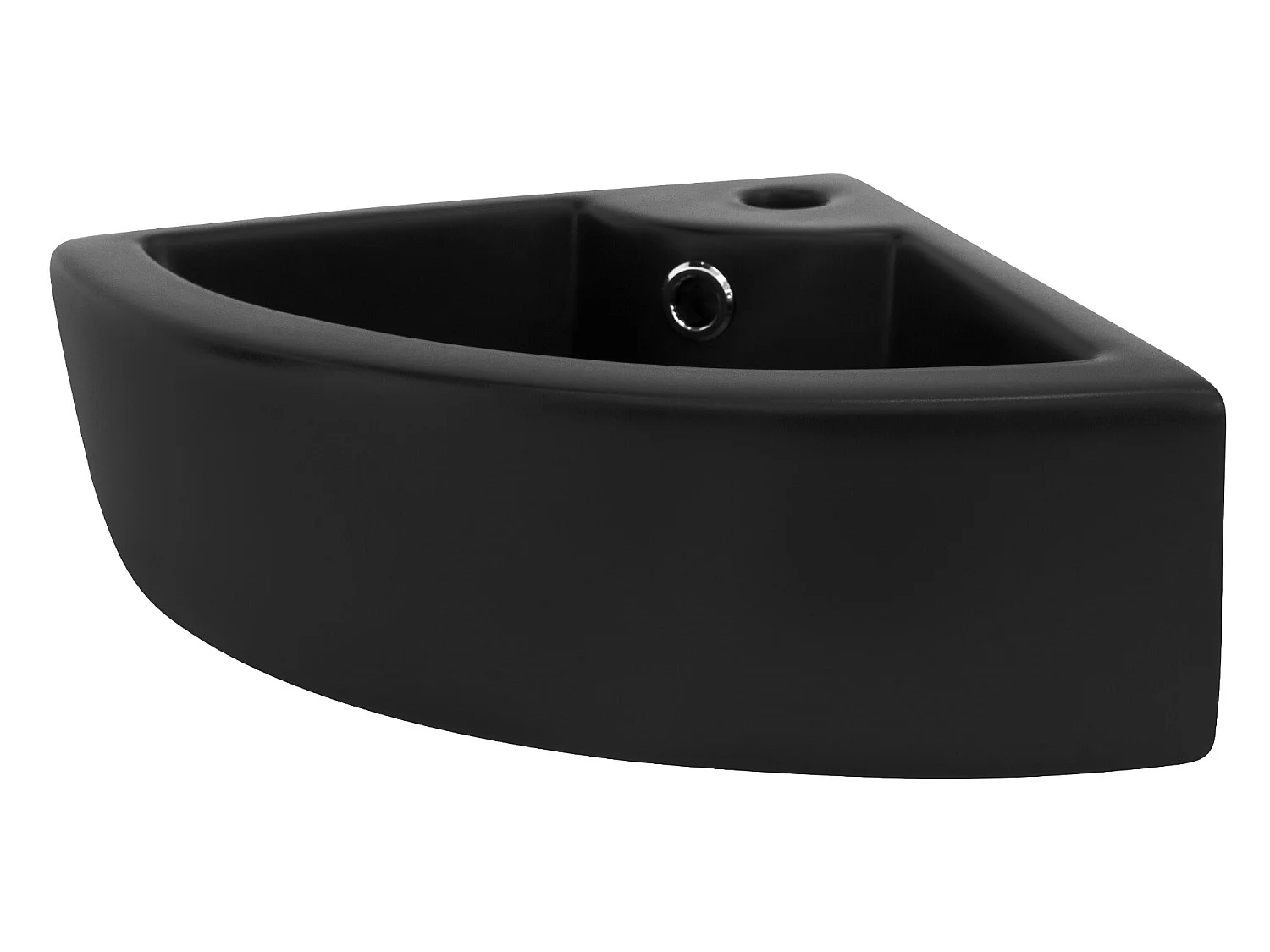 Lavabo esquinero negro de cerámica con rebosadero 460 x 330 x 130 mm para baño