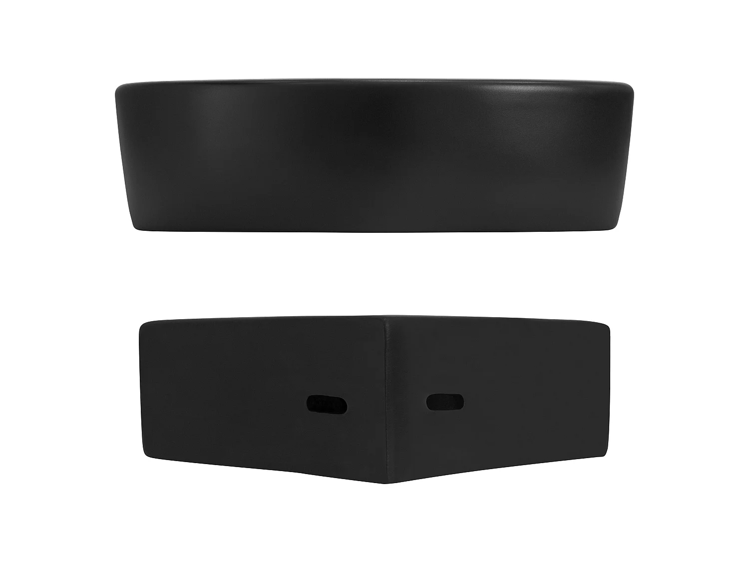 Lavabo esquinero negro de cerámica con rebosadero 460 x 330 x 130 mm para baño