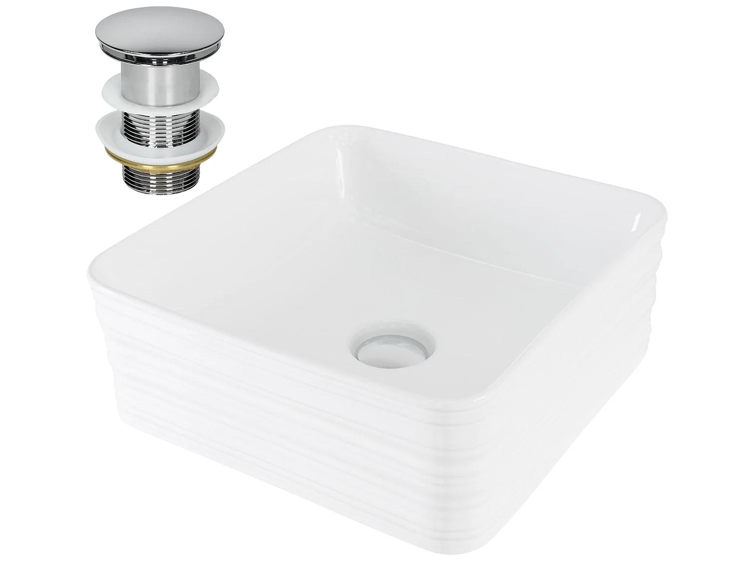 Vasque à poser en céramique blanc lavabo 390x390x150 mm ML-DESIGN