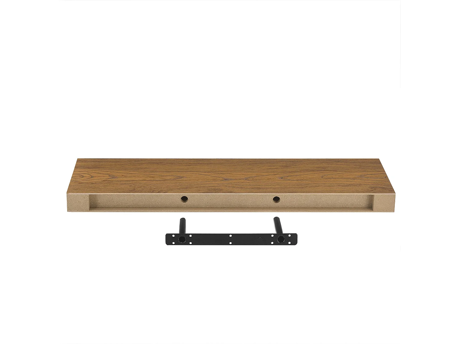 Mensola da parete con portachiavi 80 cm MDF noce 03_0001719