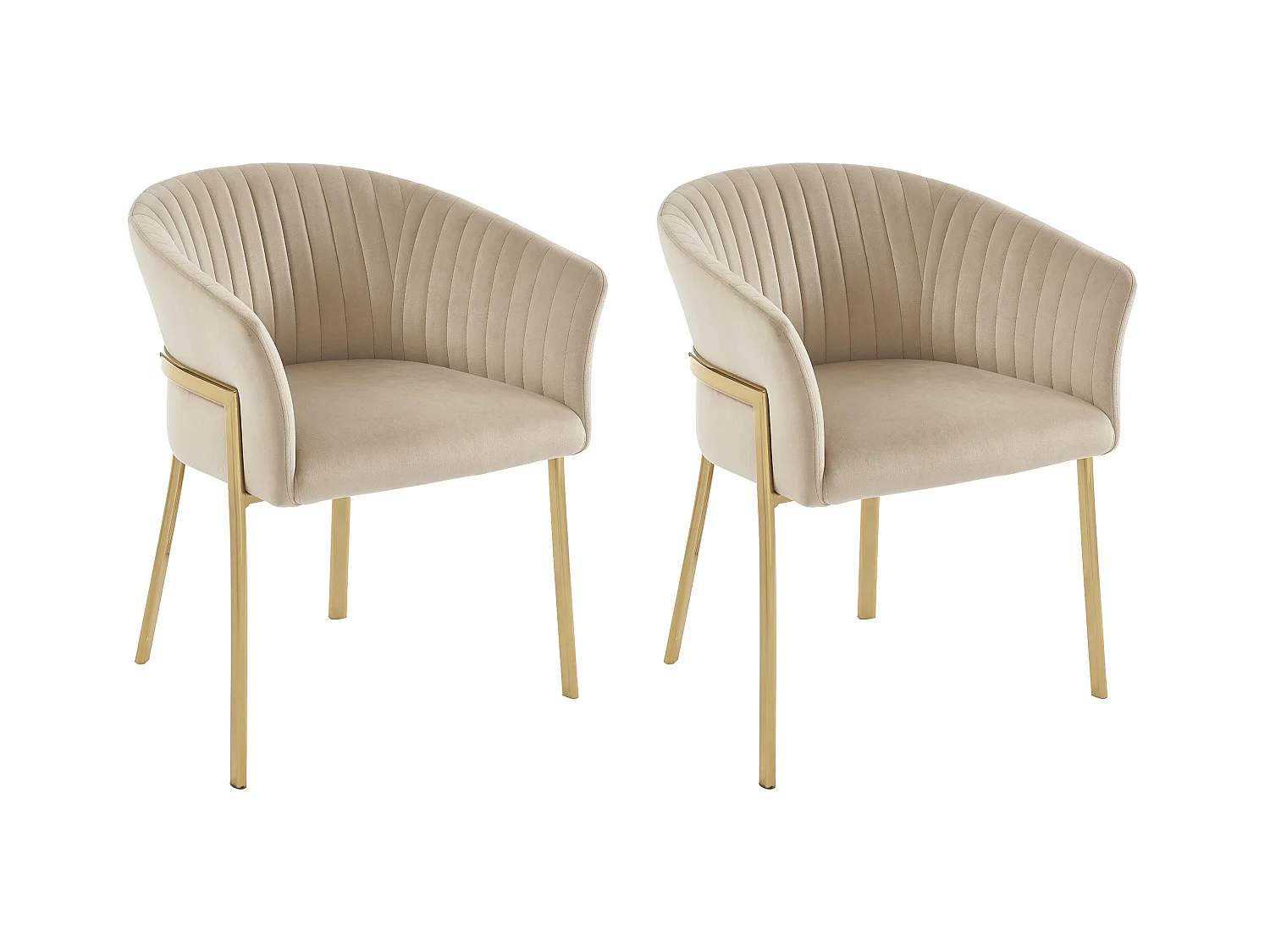 Lot de 2 chaises avec accoudoirs en velours et métal doré - Beige - ZAOVA de Pascal MORABITO