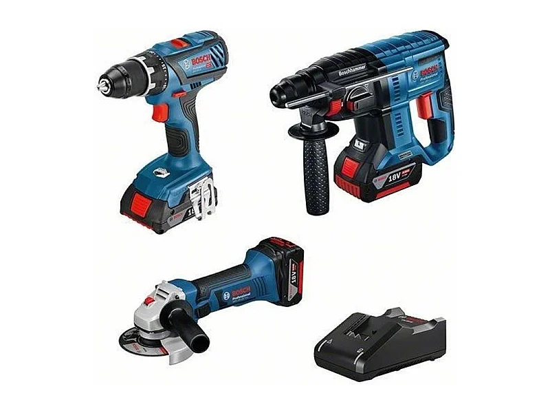 Pack 3 outils 18V sans-fil Bosch Professional - Perceuse-visseuse GSR 18V-28, Marteau-Perforateur GBH 18V-21, Meuleuse GWS 18 V-