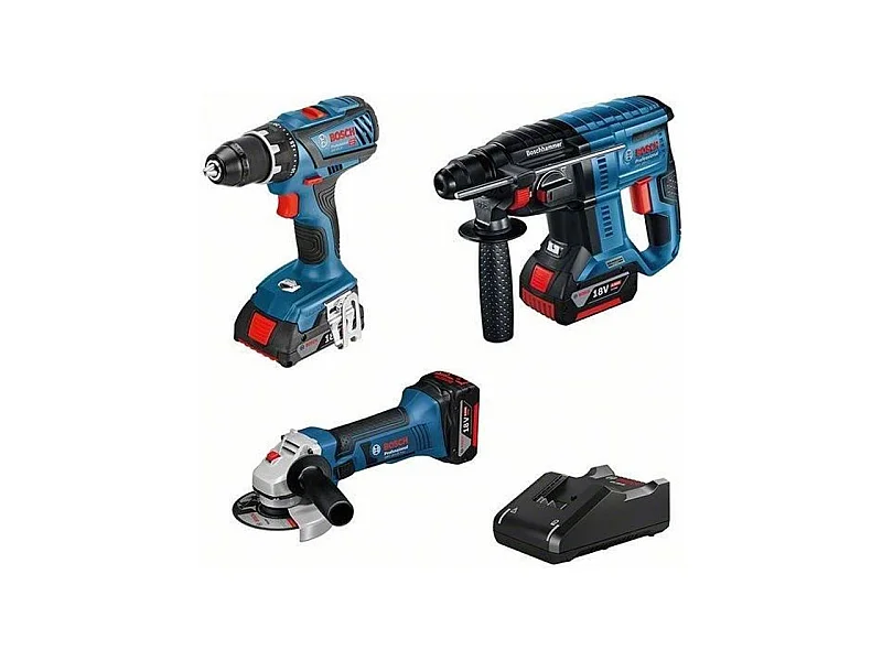 Pack 3 outils 18V sans-fil Bosch Professional - Perceuse-visseuse GSR 18V-28, Marteau-Perforateur GBH 18V-21, Meuleuse GWS 18 V-