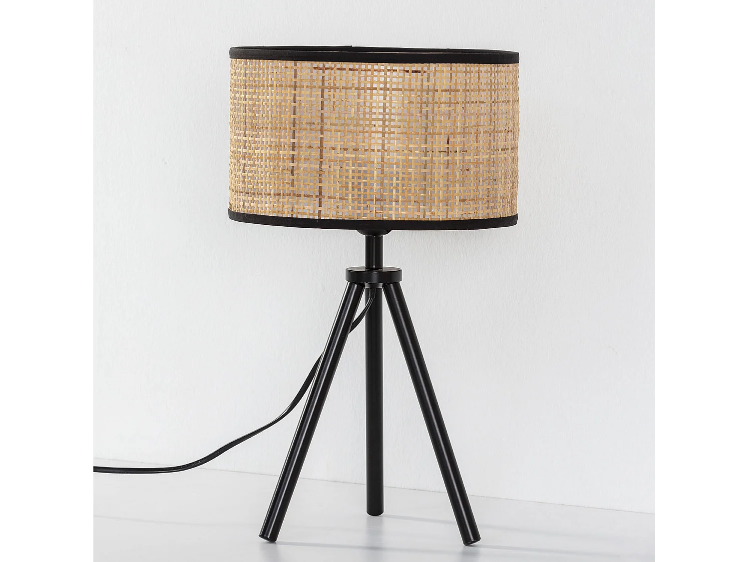 Lampe à poser Suki en rotin naturel, diamètre 43 cm