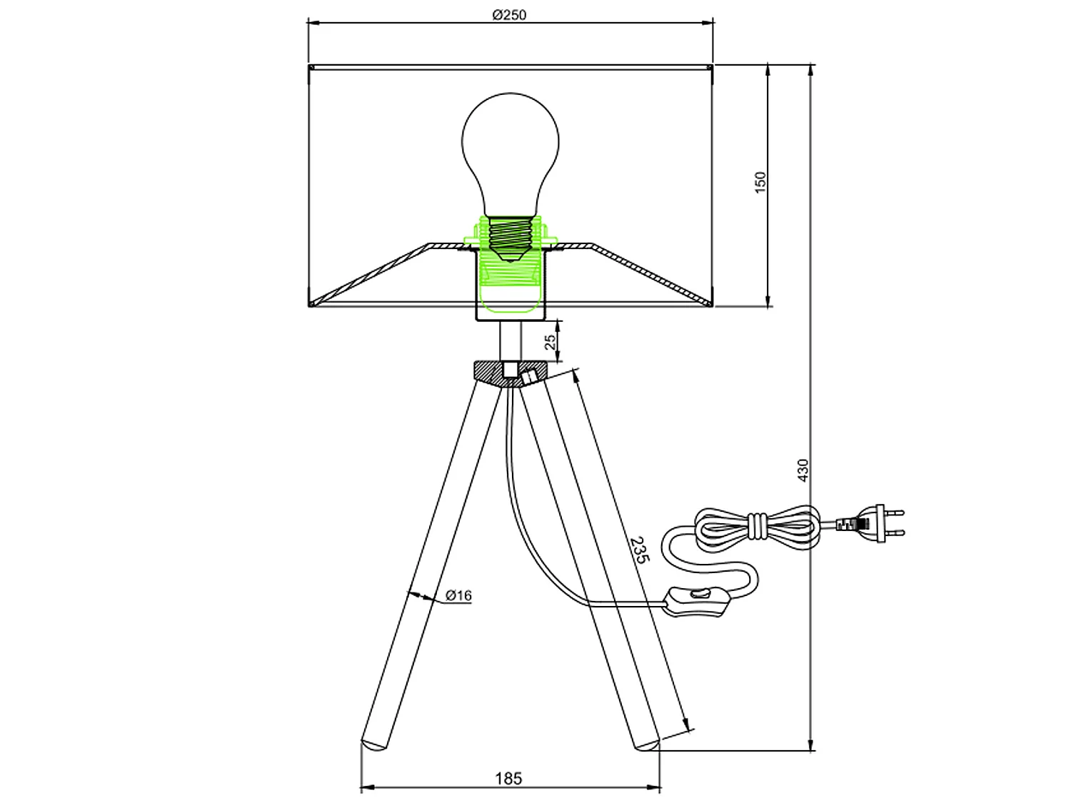 Lampe à poser Suki en rotin naturel, diamètre 43 cm