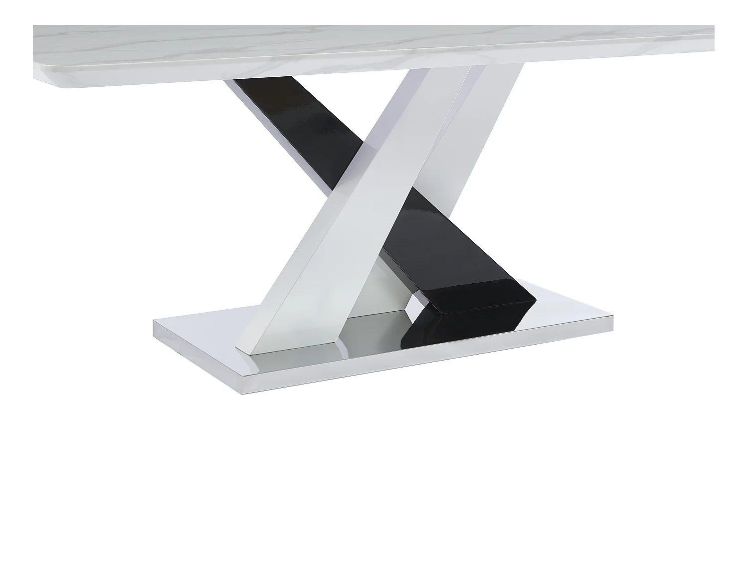 Tavolo da pranzo per 8 persone in MDF e Acciaio inossidabile Effetto Marmo Bianco e Nero - EVAELA