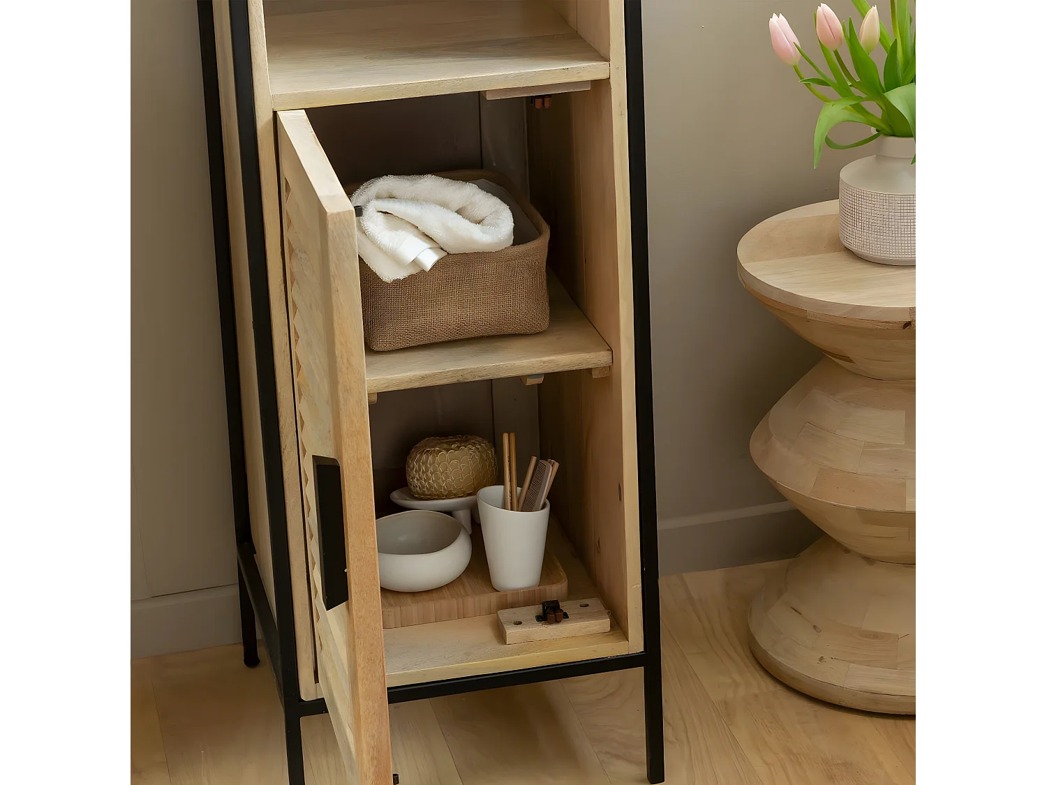 Colonne en bois de manguier Coralie