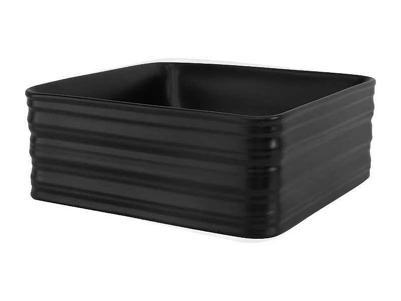 Lavamanos cuadrado de baño lavabo encimera negro mate moderno pila 390x390x150mm