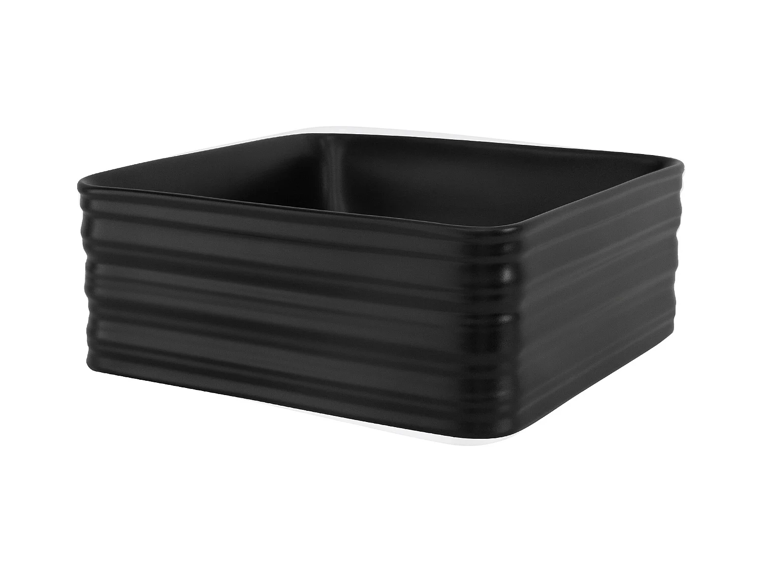 Lavabo nero in ceramica lavello quadrato da appoggio scarico standard 39 x 15 cm