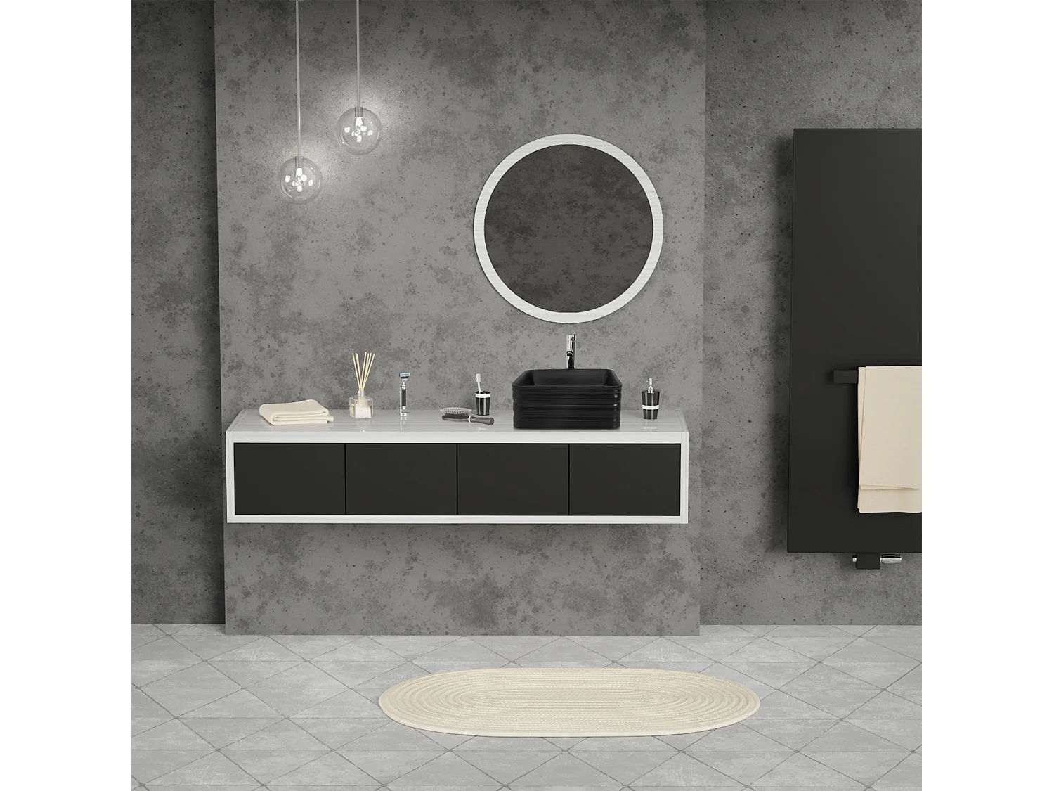 Lavabo nero in ceramica lavello quadrato da appoggio scarico standard 39 x 15 cm